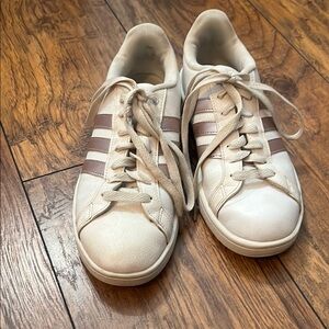Adidas White and Pink Sneakers Classic Design
